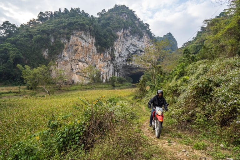 Having fun on the Honda XR150 around Puong Cave in Ba Be National Park