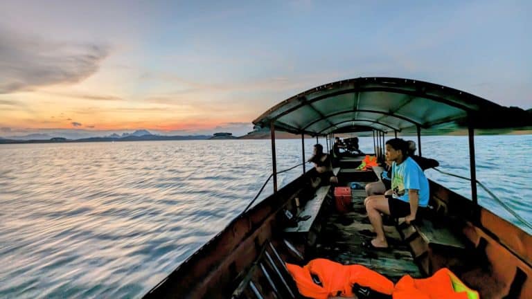 Taking an early evening boat ride on Thac Ba Lake, Yen Bai