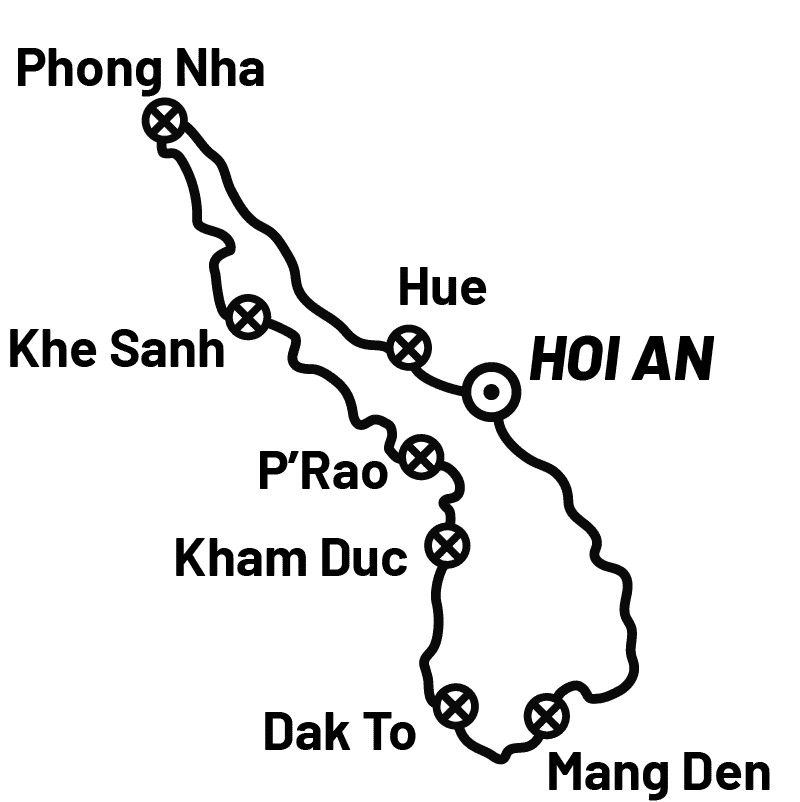 Vietnam Motorcycle Tour Map - The Central Highlands - Black - ADV Outriders