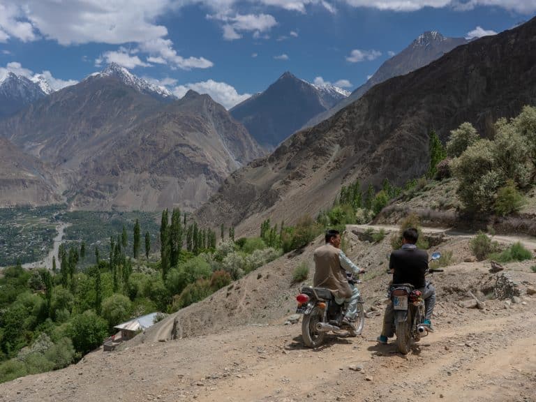 beautiful valleys and mountains seen on motorbike tour in Pakistan